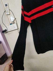 Men's Black &amp; Red Striped Sweater
