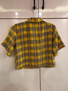 Yellow Plaid Cropped Shirt