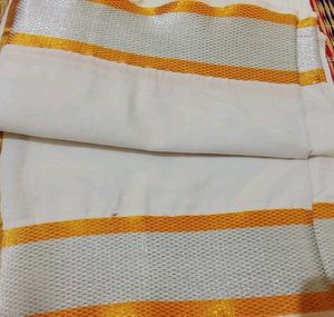 Brand New Dhoti with Gold &amp; Silver Border