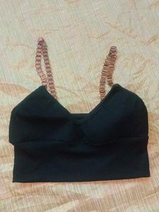 Black Chain Strap Crop Top