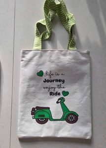 Canvas Tote Bag with Scooter Design