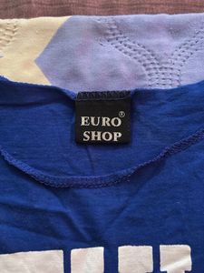 Royal blue oversized graphic crop tee