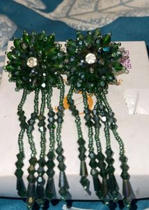 Emerald Green Beaded Earrings