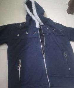 Navy Fur Hooded Jacket