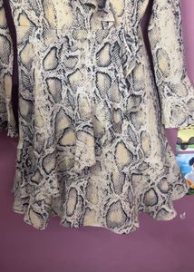 Stylish Snake Print Ruffle Dress