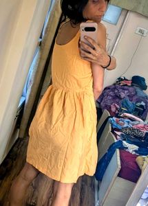 Flowy Orange Button-Front Summer Dress