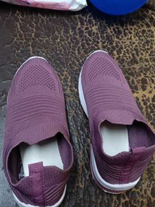 Purple Knit Slip-On Sneakers adjustable up to 5