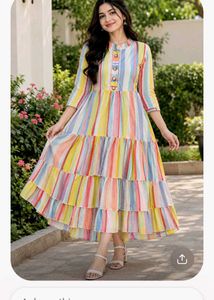 Boho Striped Ruffled Maxi Dress