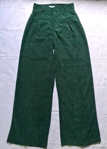 Emerald Green Corduroy Wide-Leg Pants
