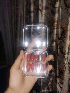 Press-On Nails - Brown and Silver