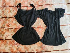 Lace Camisole &amp; Black Top Set