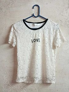 White Lace "LOVE" Top Layered