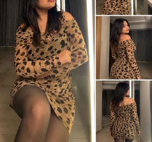 Leopard Print Ruched Mesh Mini Dress