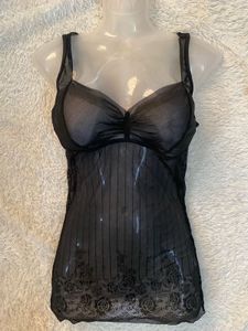 Sheer Black Cami with Lace Detail