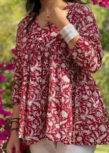 Maroon Block Print Kurta