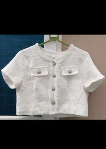 White Tweed Cropped Top