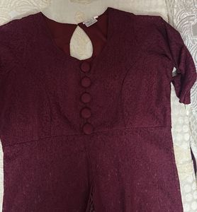 Maroon Lace Ethnic Gown