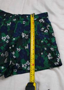 Korean Floral High-Waisted Structured Shorts