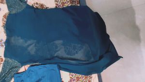 Elegant Teal Embellished Indian Outfit..