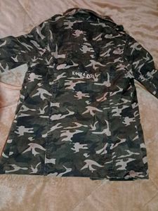 Camo Distressed Denim Jacket