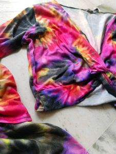 V-Neck Tie-Dye Twist Front Top