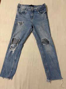 Zara Trafaluc Distressed Blue Denimwear