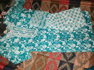 kurti plazo dupatta set cotton