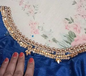 Blue &amp; Gold Skirt With Crop Top