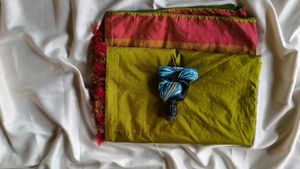 Beautiful Olive Green Saree with Tassels