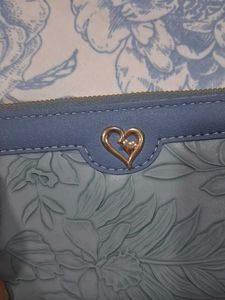 Pale Blue Floral Embossed Wallet
