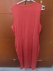 Coral Sleeveless Ruched Dress