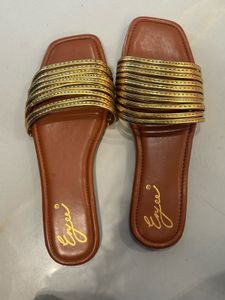 Stylish Flat Sandals with Gold Straps