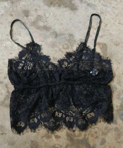 Black Lace Bra Crop Top