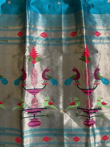 Paithani Teal Kaftan with Peacock Border Kurti