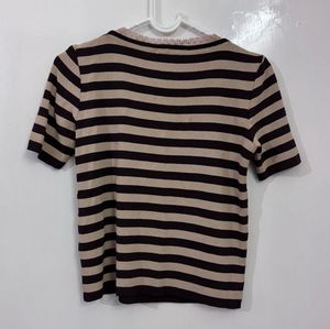 Brown Lace-neck Henley Top