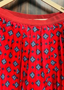 Elegant Red Pleated Midi Skirt