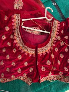 Elegant Maroon Velvet Lehenga Choli