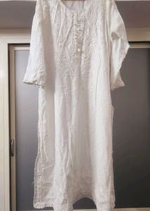 White Lucknowi Chicken Kari Kurta Set