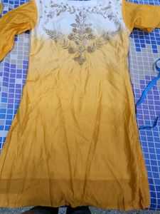 Party Wear Double Shade Yellow Sharara Suit In L