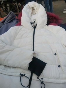 White Woman jacket With Cap