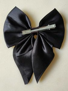 Elegant Black Satin Bow Hair Clip