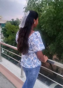 Paisley Print Puff Sleeve Top