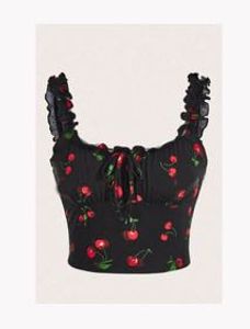 Cherry Print Crop Top