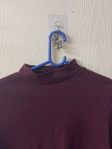 Maroon Mock Neck Crop Top