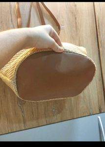 Straw Tote Bag with Leather Pocket💥