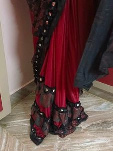Floral Saree with Mirror Work