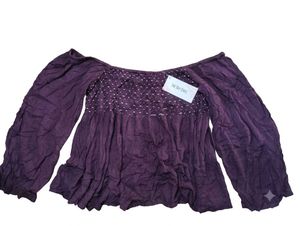 Purple Smocked Off-Shoulder Top