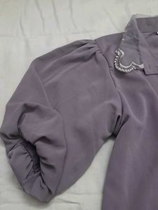 Vintage Style Purple Puff Sleeve Blouse
