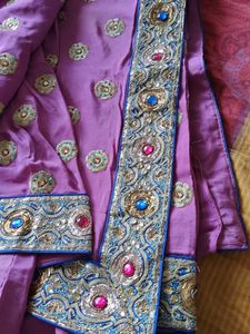 Elegant Purple Embroidered Saree