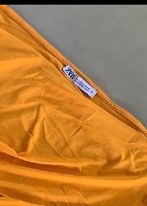 Orange Ruched One-Shoulder Bodysuit